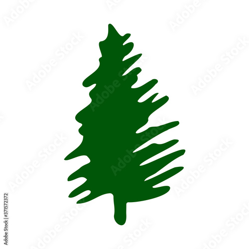 Christmas trees. Hand-draw doodles in green color.