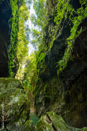 underground deep cliff and rivers in Cili County, Zhangjiajie, Hunan, China © imphilip