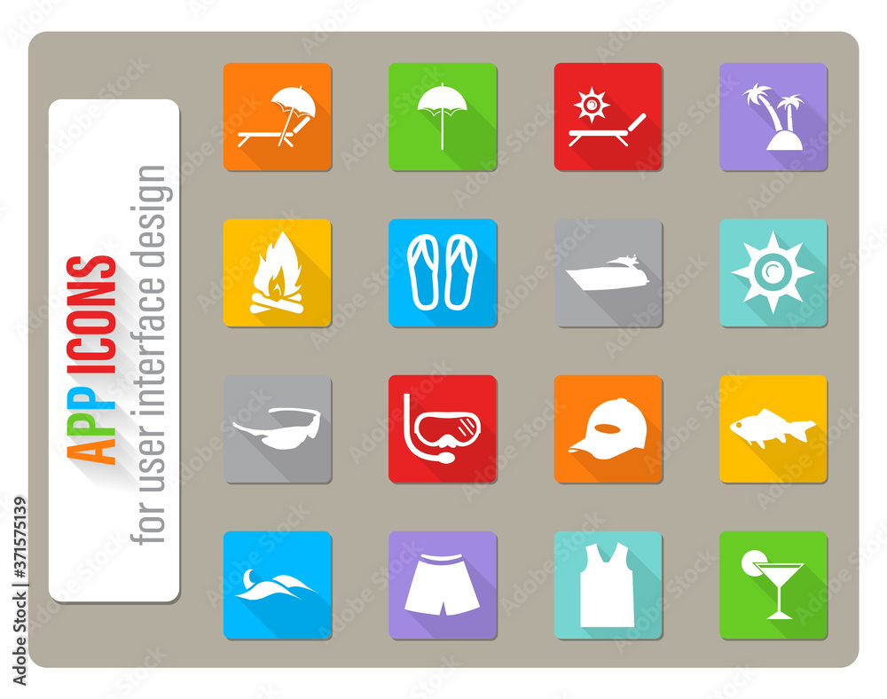 beach icon set beach icon set