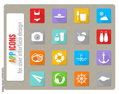 beach icon set