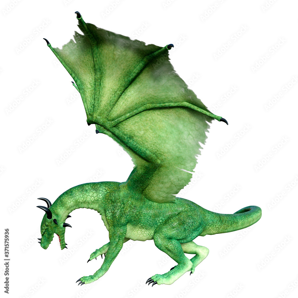 Fototapeta premium 3D Rendering Fairy Tale Dragon on White