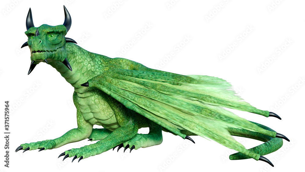 Fototapeta premium 3D Rendering Fairy Tale Dragon on White