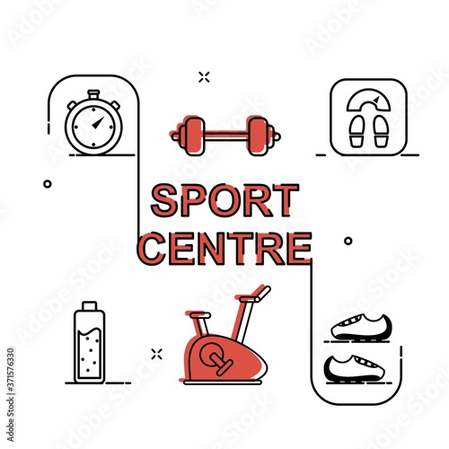 sport centre flat outline illustration free for commercial use
