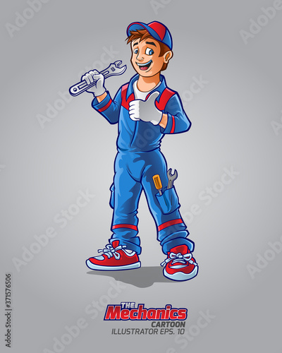 The Mechanic Cartoon Mascot. Cartoon illustration of a Handyman. 