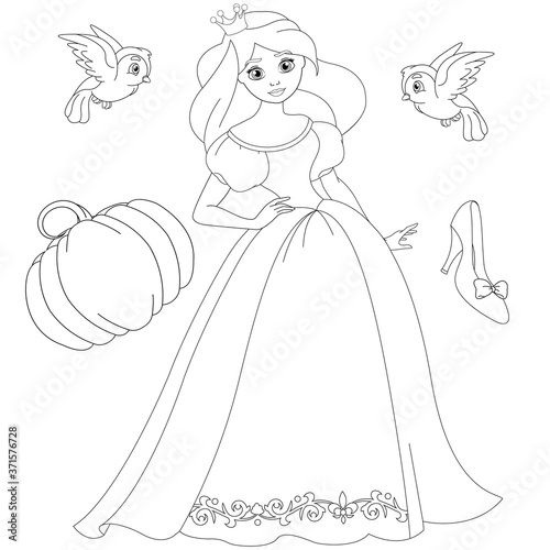 Fairytale blond princess Coloring Book Page