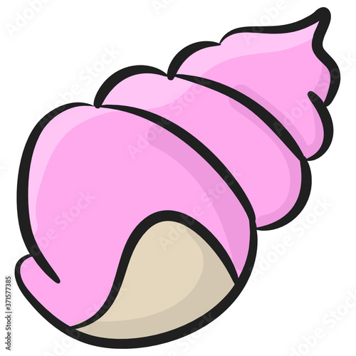 
Doodle icon design of conch shell, vector design of mollusc 

