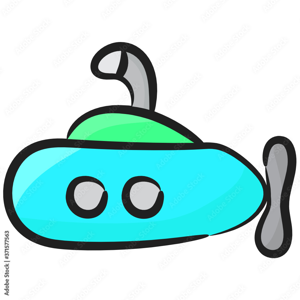 A submarine vector icon in doodle design
A submarine vector icon in doodle design