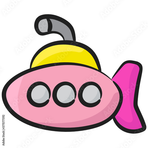 
Underwater vehicle icon design, defense vessel in modern doodle style 
