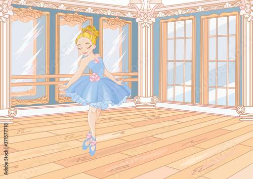 Little ballerina at ballet class
