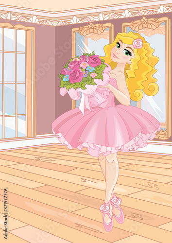Little ballerina at ballet class