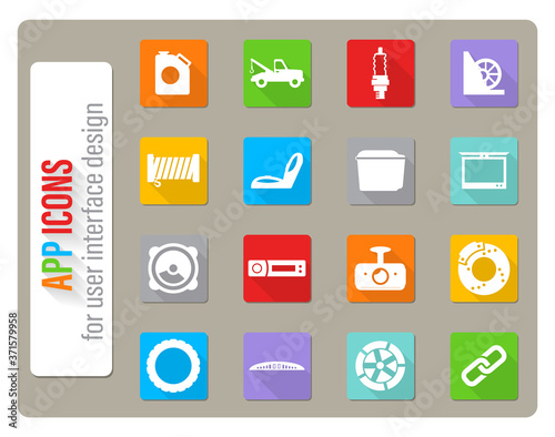 Car shop icons set