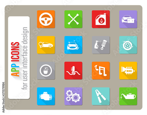 car shop icon set