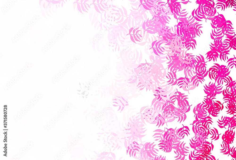 Light Pink vector elegant template with leaves.