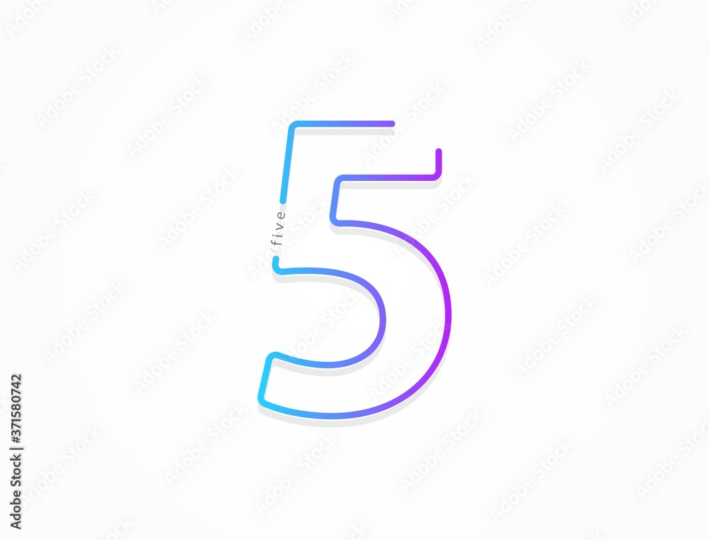 5 number, modern gradient font alphabet. Trendy, dynamic creative style design. For logo, brand label, design elements, application and more. Isolated vector illustration 5 number, modern gradient font alphabet. Trendy, dynamic creative style design. For logo, brand label, design elements, application and more. Isolated vector illustration