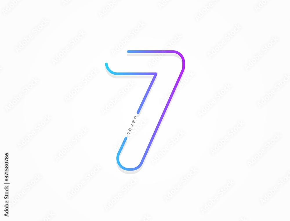 7 number, modern gradient font alphabet. Trendy, dynamic creative style design. For logo, brand label, design elements, application and more. Isolated vector illustration 7 number, modern gradient font alphabet. Trendy, dynamic creative style design. For logo, brand label, design elements, application and more. Isolated vector illustration