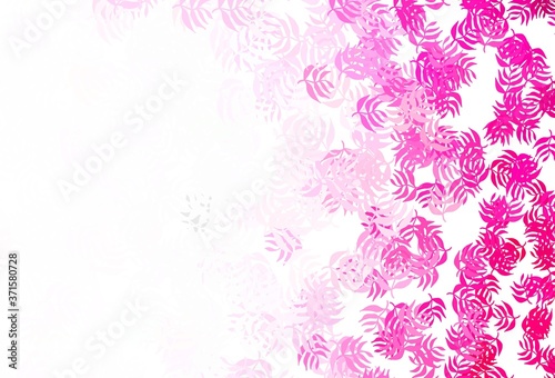 Light Pink vector elegant template with leaves.