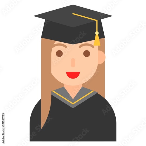 Graduate woman icon, profession and job vector illustration