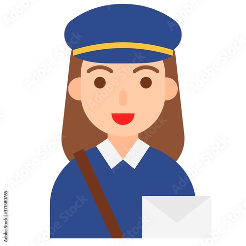 Postwoman icon, profession and job vector illustration photo