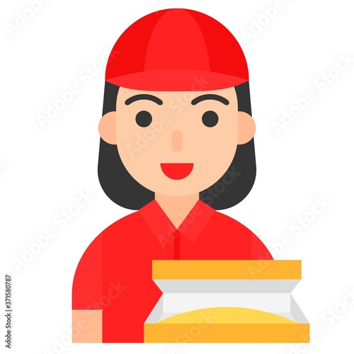 Delivery woman icon, profession and job vector illustration
