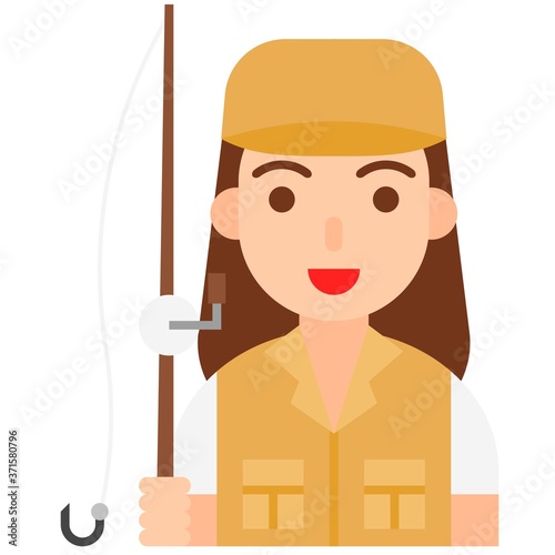 Fisherman icon, profession and job vector illustration