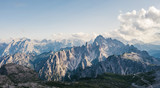 Panorama of rugged Cadini di Misurina mountains in Italian Dolomites