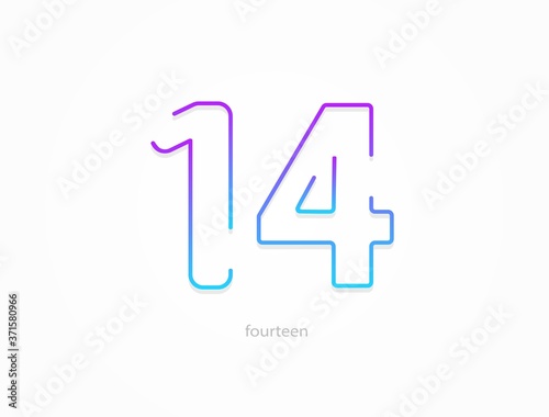 14 number, modern gradient font alphabet. Trendy, dynamic creative style design. For logo, brand label, design elements, application and more. Isolated vector illustration