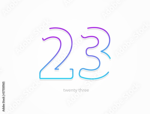 23 number  modern gradient font alphabet. Trendy  dynamic creative style design. For logo  brand label  design elements  application and more. Isolated vector illustration