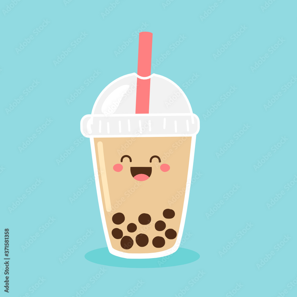 Bubble milk green tea cup icon isolated on white background vector. Cute cartoon character. Bubble milk green tea cup icon isolated on white background vector. Cute cartoon character.