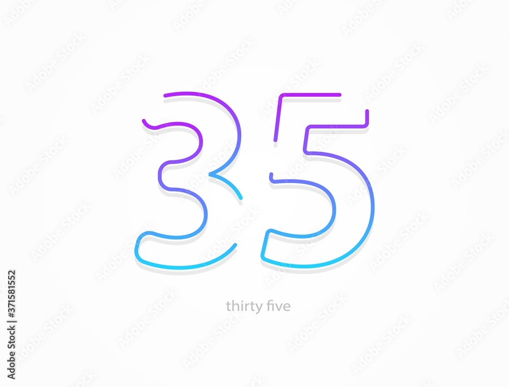 35 number, outline stroke gradient font. Trendy, dynamic creative style design. For logo, brand label, design elements, application and more. Isolated vector illustration 35 number, outline stroke gradient font. Trendy, dynamic creative style design. For logo, brand label, design elements, application and more. Isolated vector illustration