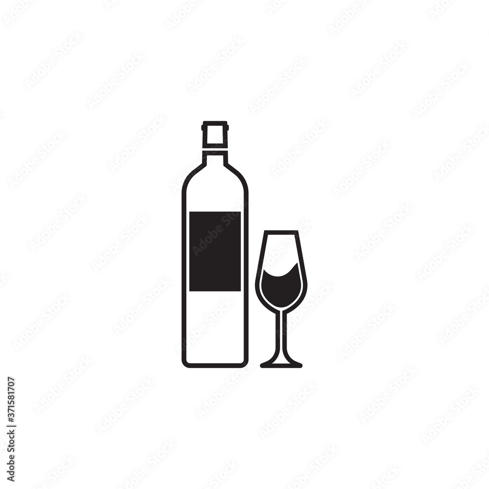wine glass and bottle icon vector illustration wine glass and bottle icon vector illustration