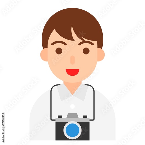 Photographer icon, profession and job vector illustration