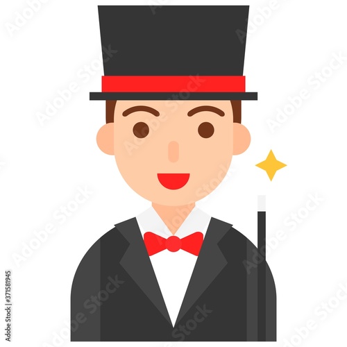 Magician icon, profession and job vector illustration