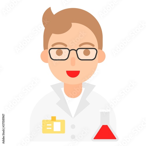 Scientist icon, profession and job vector illustration