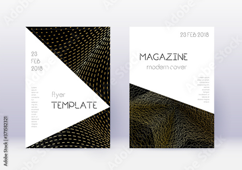 Triangle cover design template set. Gold abstract 