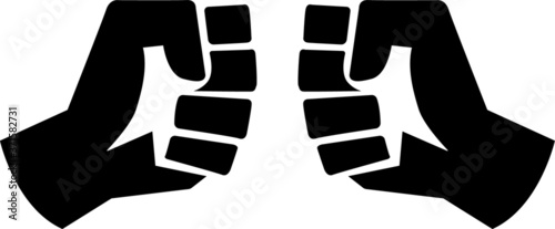 fist to fist vectorial llustration, black on white background