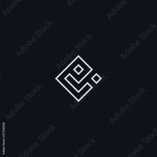 luxury letter E initials logo rectangle line design concept