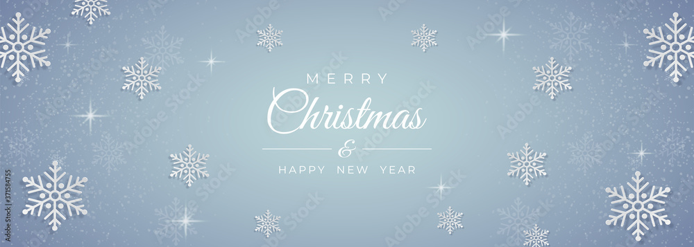 Christmas and New Year Typographical on shiny Xmas background with winter landscape with snowflakes, light, stars. Merry Christmas card. Vector Illustration Christmas and New Year Typographical on shiny Xmas background with winter landscape with snowflakes, light, stars. Merry Christmas card. Vector Illustration