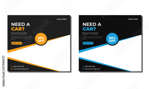 vector illustrator rental car social media banner and post design template with layout design