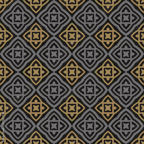 Abstract background pattern. Black, gray and gold colors. Wallpaper texture with geometric pattern for your design. Vector background image