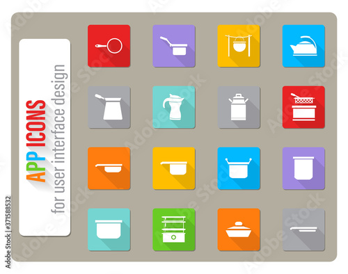 dishes icon set