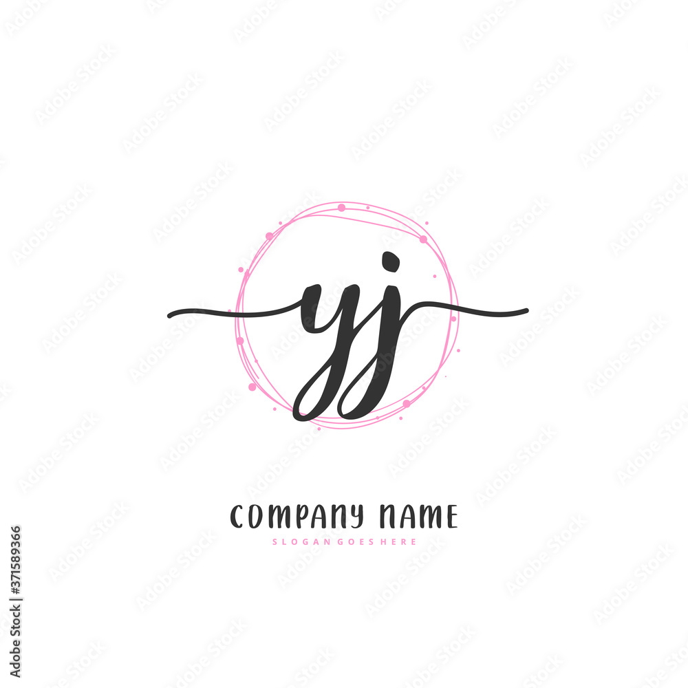 Y J YJ Initial handwriting and signature logo design with circle. Beautiful design handwritten logo for fashion, team, wedding, luxury logo. Y J YJ Initial handwriting and signature logo design with circle. Beautiful design handwritten logo for fashion, team, wedding, luxury logo.