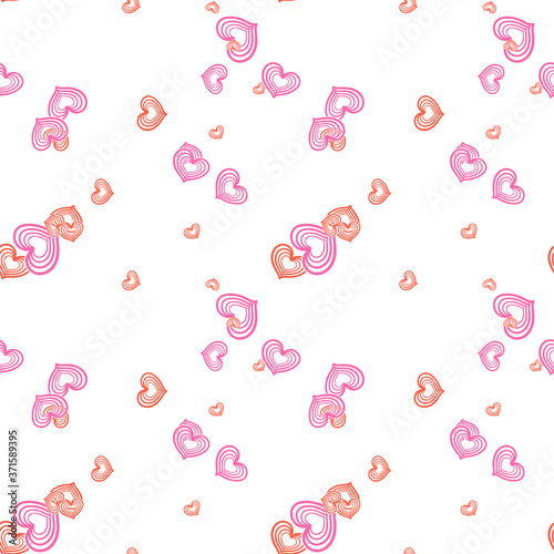 Abstract messy heart and dot seamless pattern. Chaotic romantic background. Vector illustration.