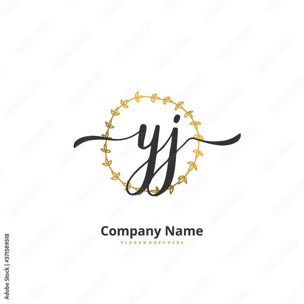 Y J YJ Initial handwriting and signature logo design with circle. Beautiful design handwritten logo for fashion, team, wedding, luxury logo. Y J YJ Initial handwriting and signature logo design with circle. Beautiful design handwritten logo for fashion, team, wedding, luxury logo.