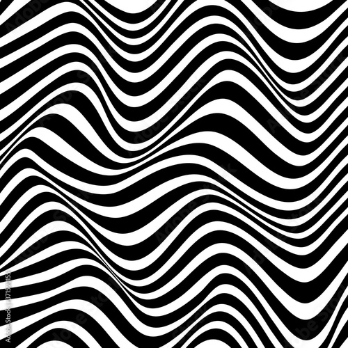 Abstract distortion line background. Striped wave backdrop. Wavy Op art cover. Vector illustration. © _aine_