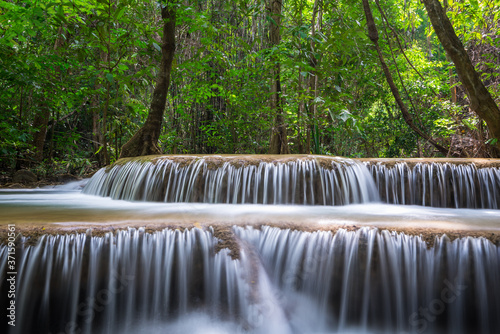 Huay Mae Khamin waterfall in tropical fprest  Thailand 