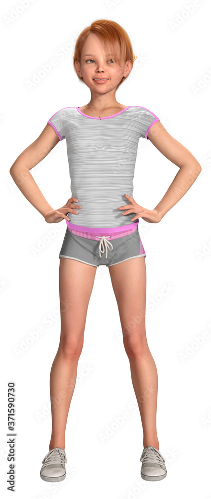 3D Rendering Little Girl on White 3D Rendering Little Girl on White
