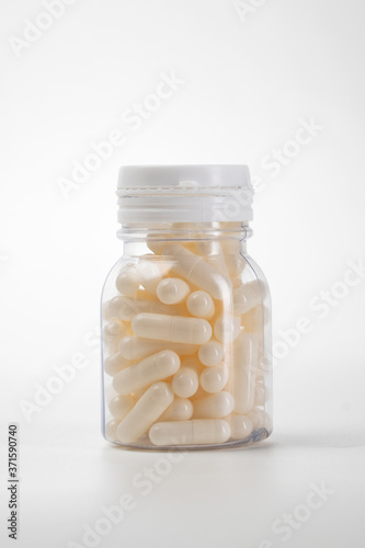 Canvastavla caplets medicine bottle isolated on white background.