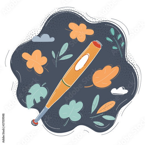 Vector illustration of Baseball bat on dark background.