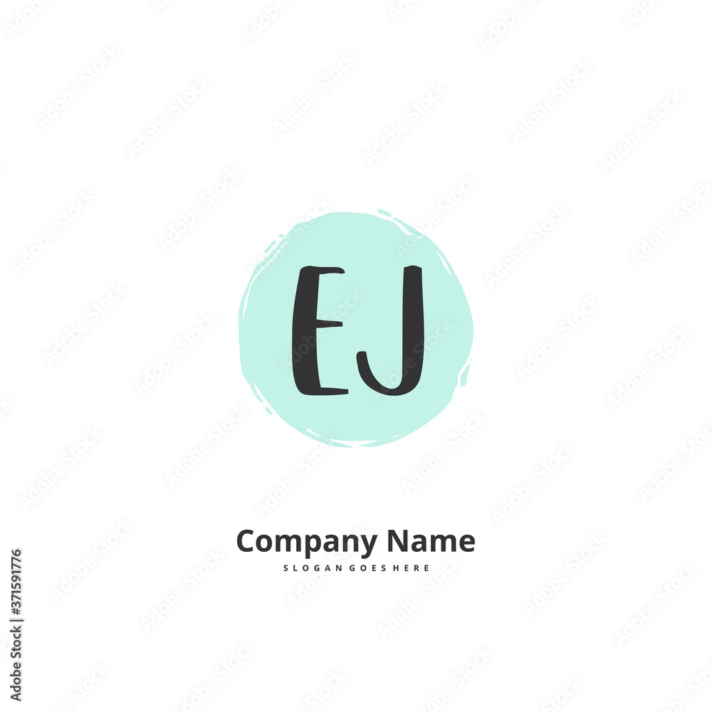 E J EJ Initial handwriting and signature logo design with circle. Beautiful design handwritten logo for fashion, team, wedding, luxury logo.
