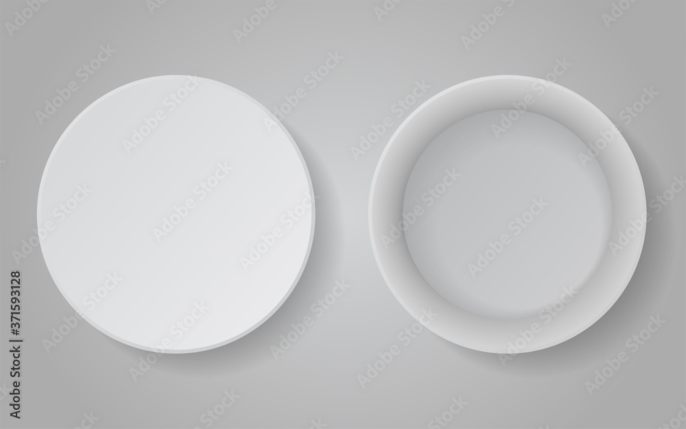 Realistic cardboard round white box for stuff. Vector illustration Realistic cardboard round white box for stuff. Vector illustration